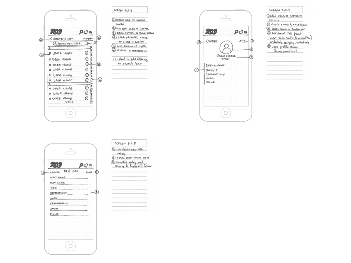 TS Mobile App Wireframe Sketches